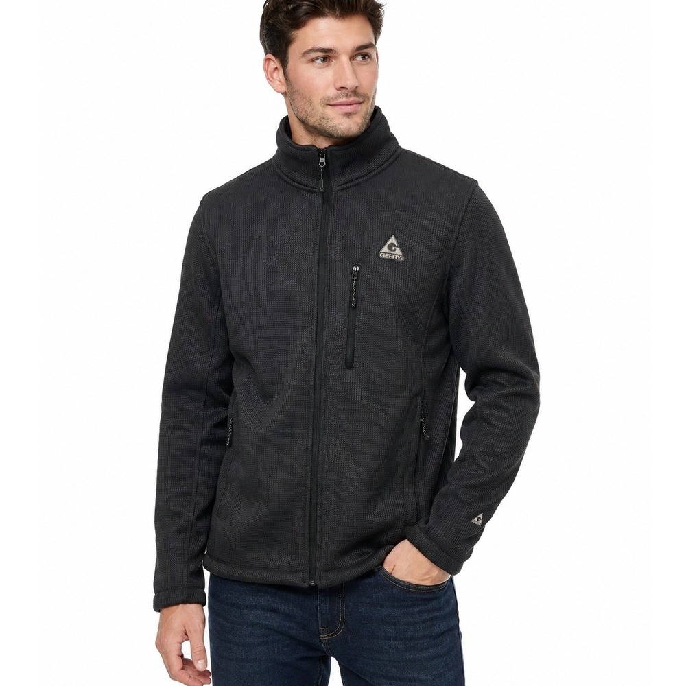 Gerry Men's Black Full Zip Jacket Textured Outdoor Hiking Fleece | Size S